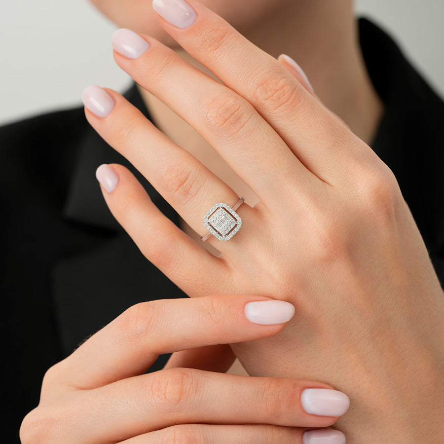 0,18 ct. Diamant Baguette Ring