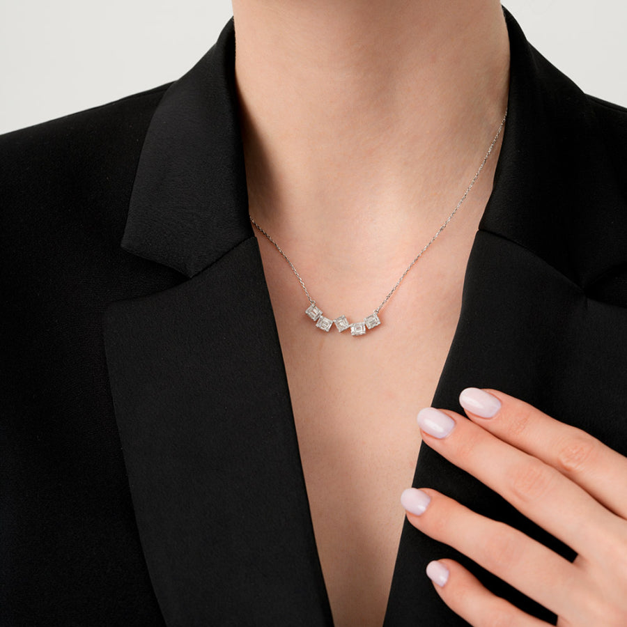 0.60 ct. Diamant Baguette Halskette