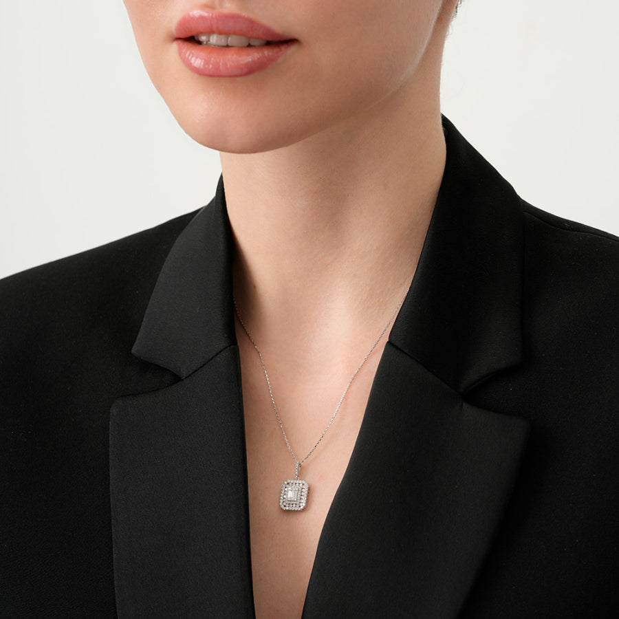 0,61 ct. Diamant Baguette Halskette