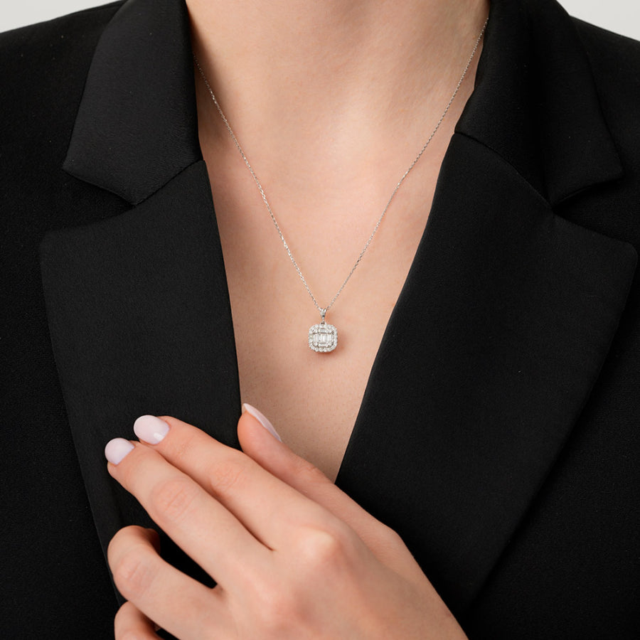 0,51 ct. Diamant Baguette Halskette