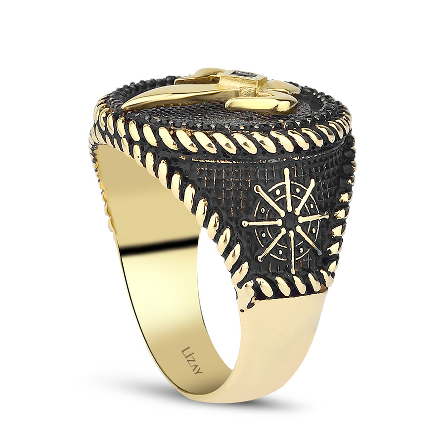 Herren-Ring mit Stein aus Gold