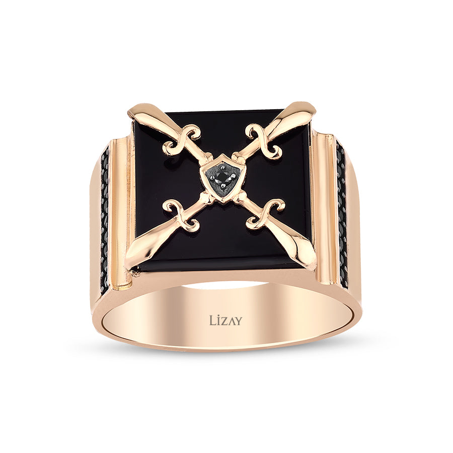 Gold Herren Ring mit Stein