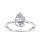 0,05 ct. Diamant Effekt Tropfen Baguette Ring