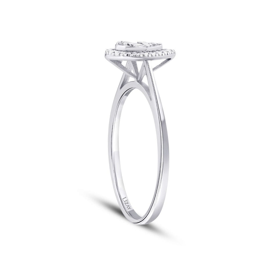0,05 ct. Diamant Effekt Tropfen Baguette Ring