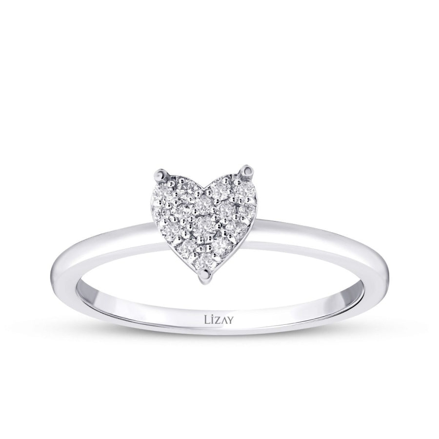 0.09 ct. Diamant Weißgold Herz Ring