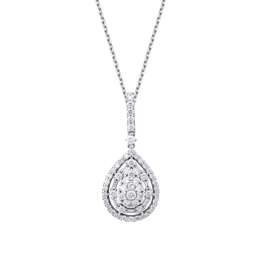 1.07 ct. Diamant Tropfen Baguette Halskette