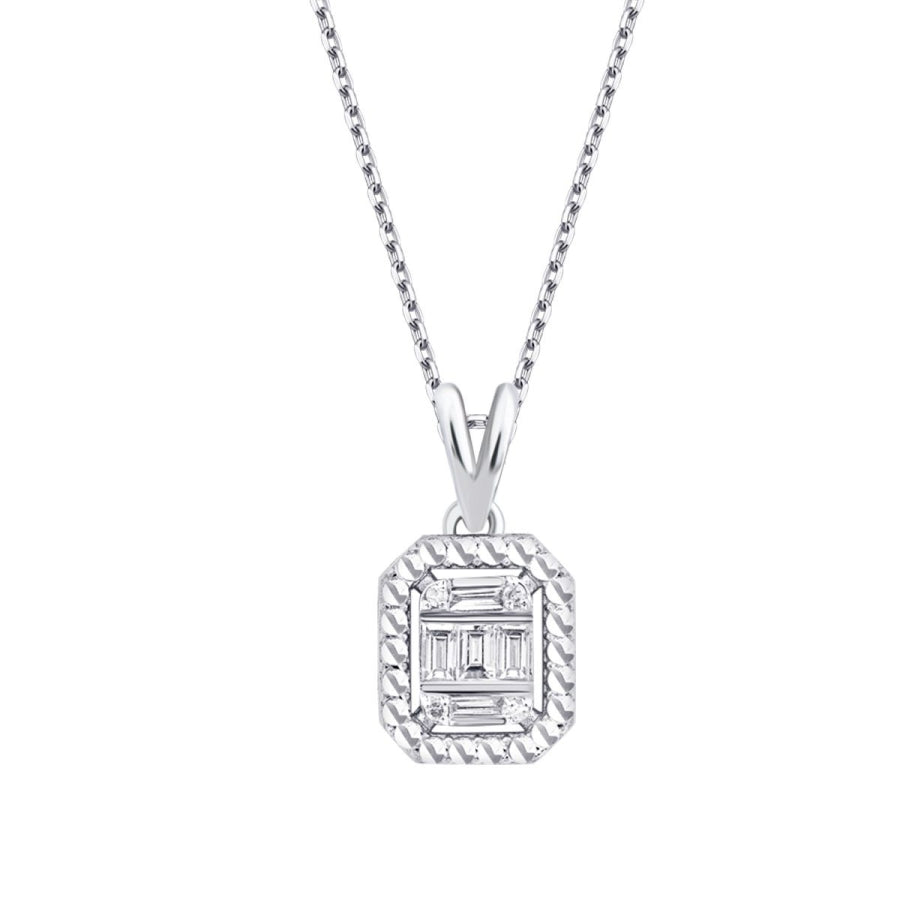 0.09 ct. Diamant Effekt Baguette Halskette