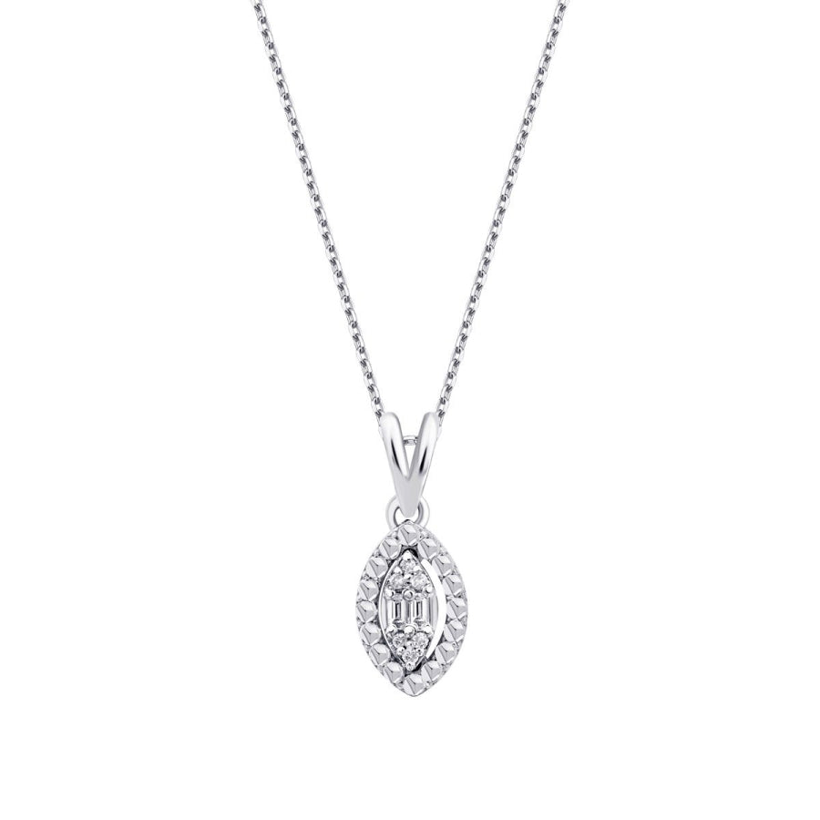 0,05 ct. Diamant Tropfen Baguette Halskette