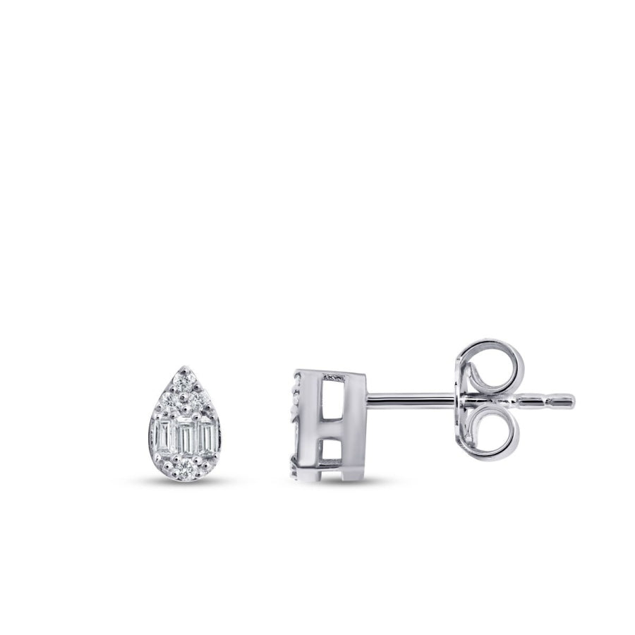0,14 ct. Diamant Baguette Tropfen Ohrringe