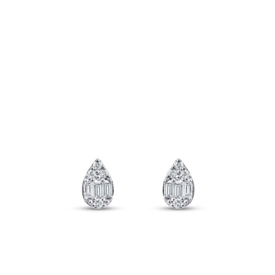 0,14 ct. Diamant Baguette Tropfen Ohrringe