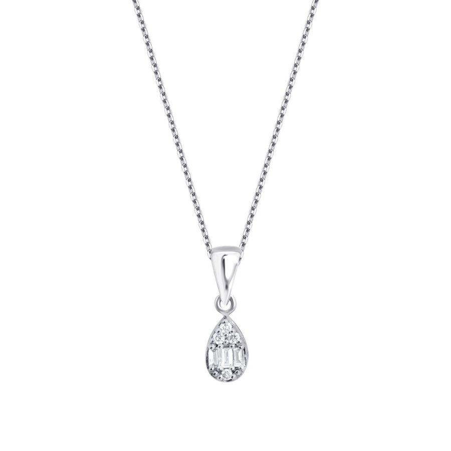 0,06 ct. Diamant Baguette Tropfen Halskette