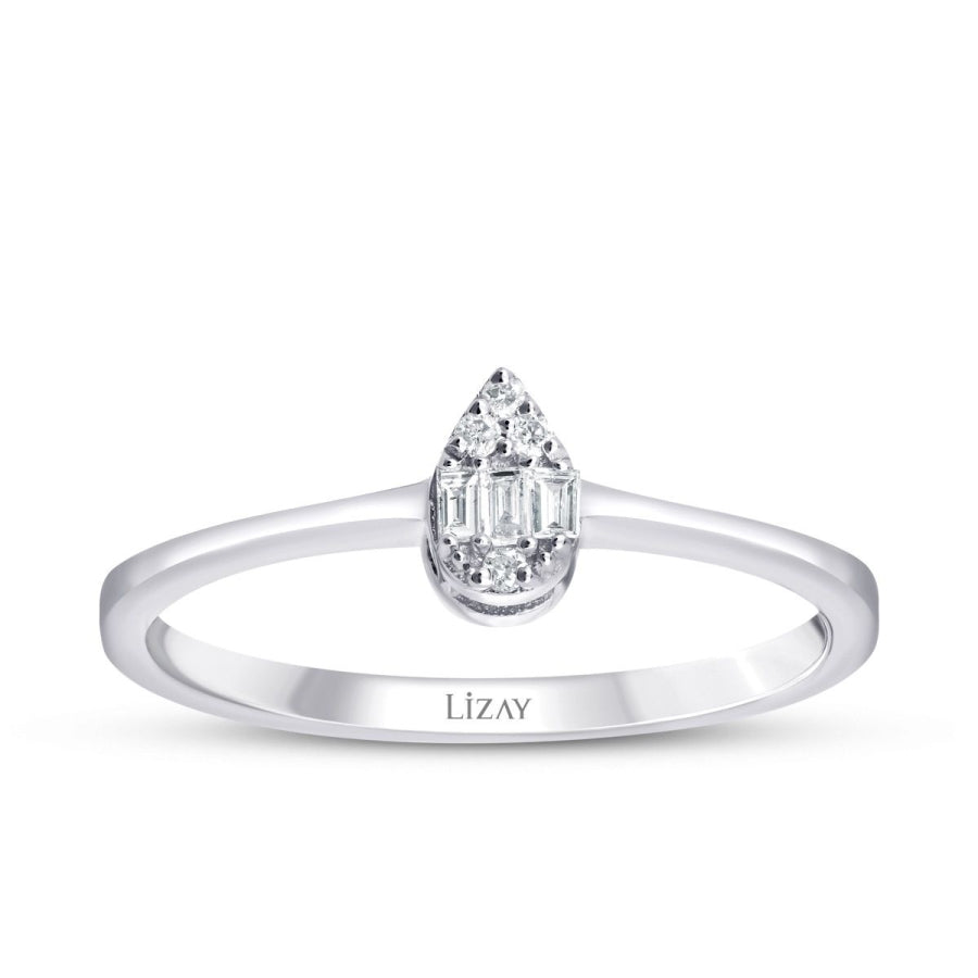 0,08 ct. Diamant Baguette Tropfen Ring