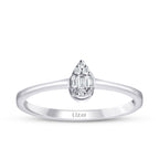 0,08 ct. Diamant Baguette Tropfen Ring