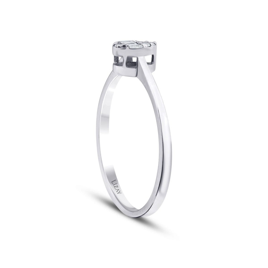 0,08 ct. Diamant Baguette Tropfen Ring