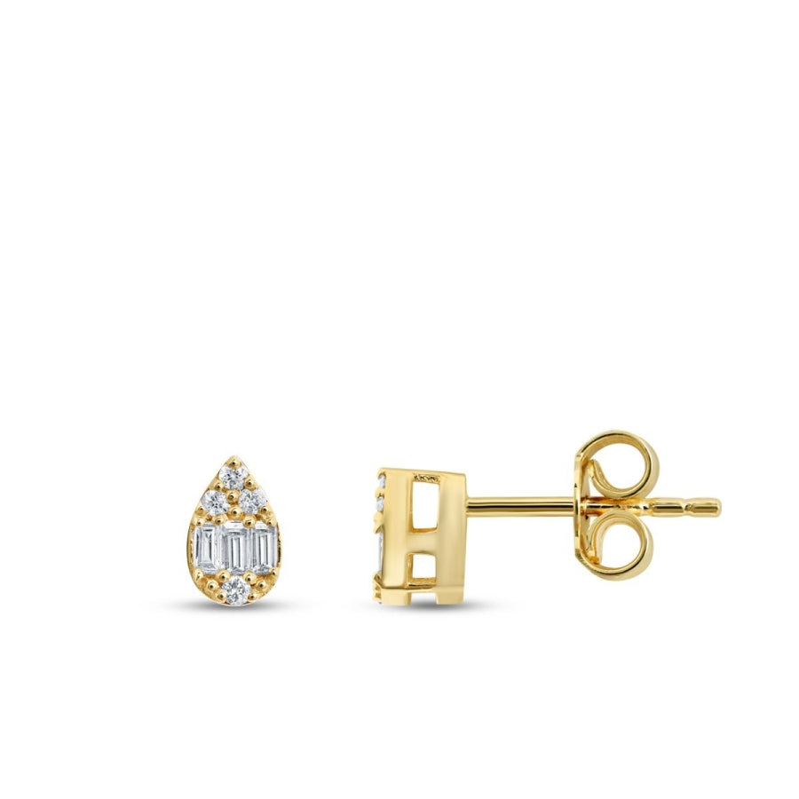 0.14 ct. Diamant Baguette Tropfen Ohrringe