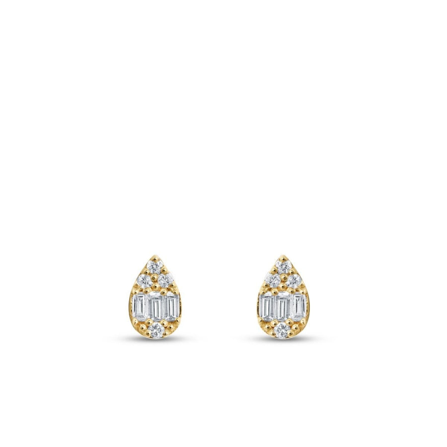 0,14 ct. Diamant Baguette Tropfen Ohrringe