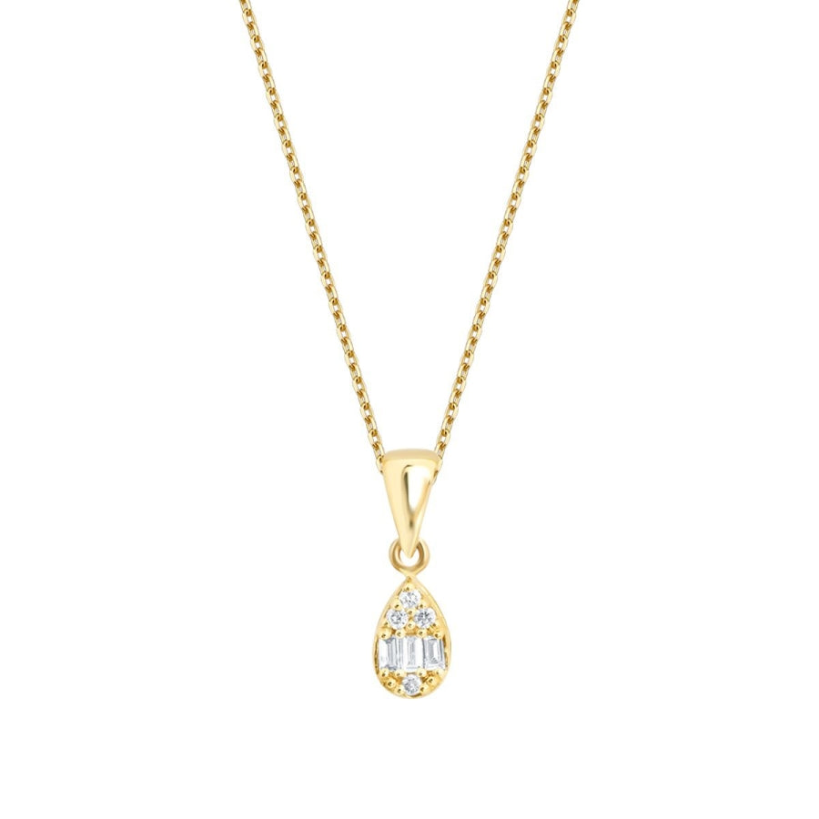 0,06 ct. Diamant Baguette Tropfen Halskette