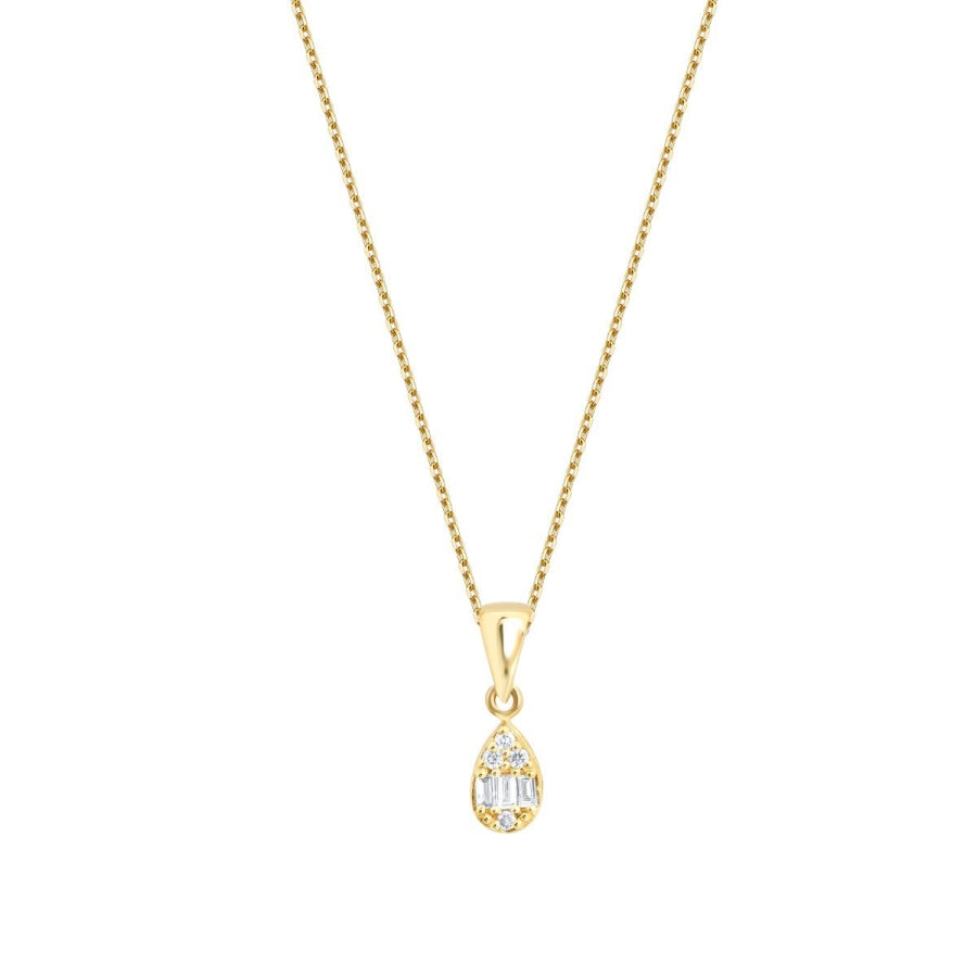 0,06 ct. Diamant Baguette Tropfen Halskette