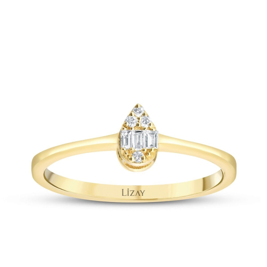 0,08 ct. Diamant Baguette Tropfen Ring