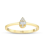 0,08 ct. Diamant Baguette Tropfen Ring