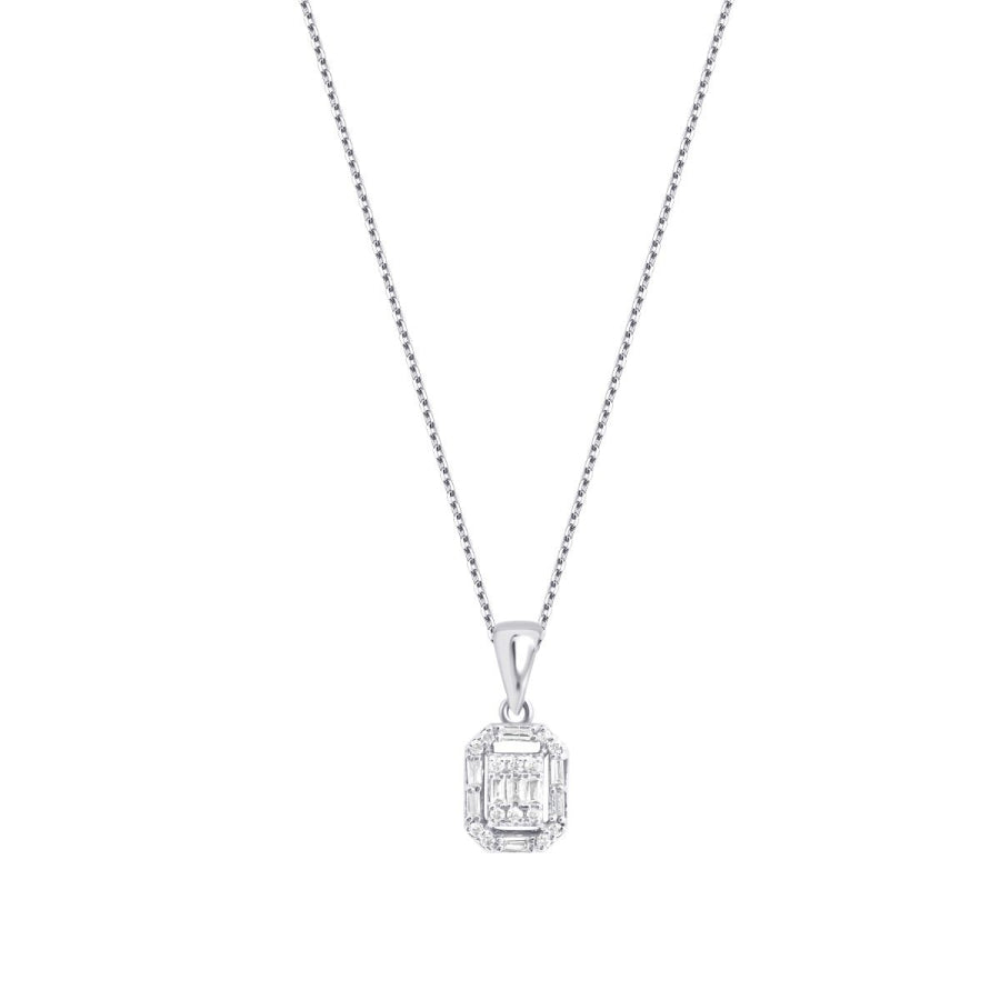 0,14 ct. Diamant Baguette Halskette