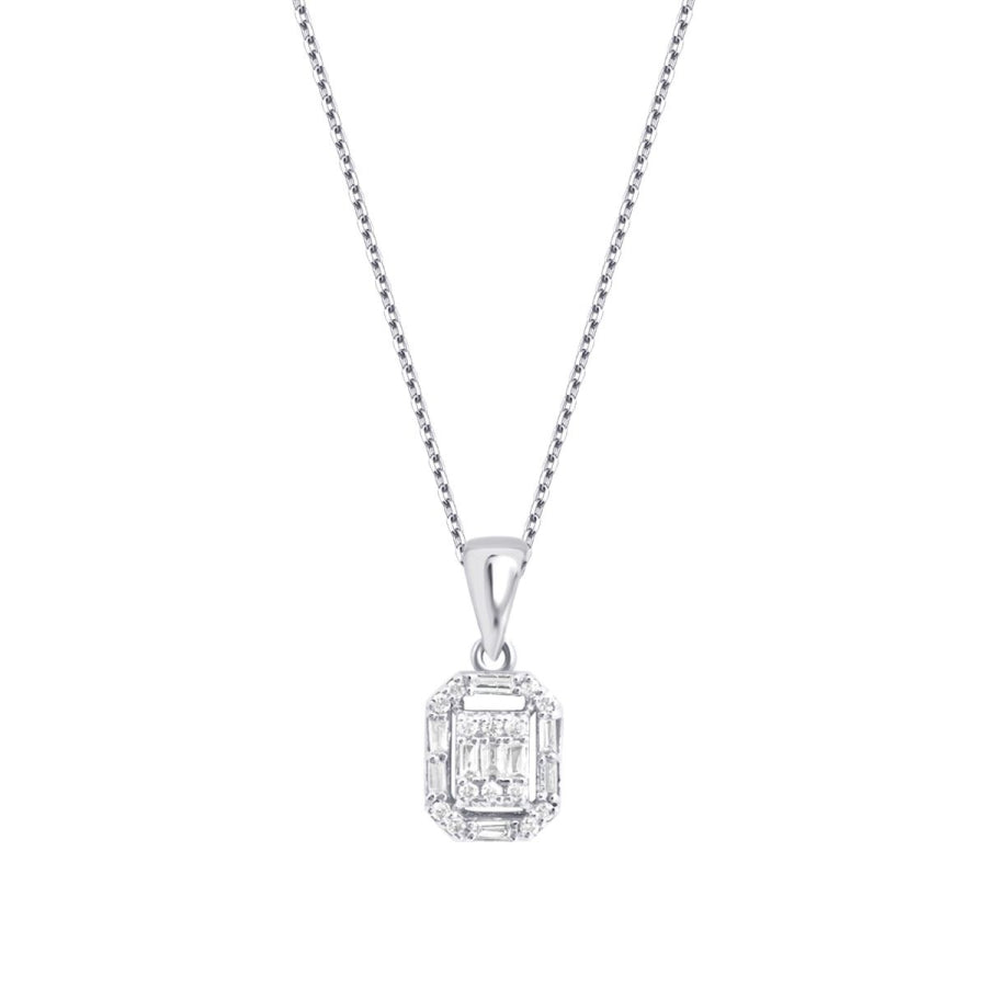 0,14 ct. Diamant Baguette Halskette