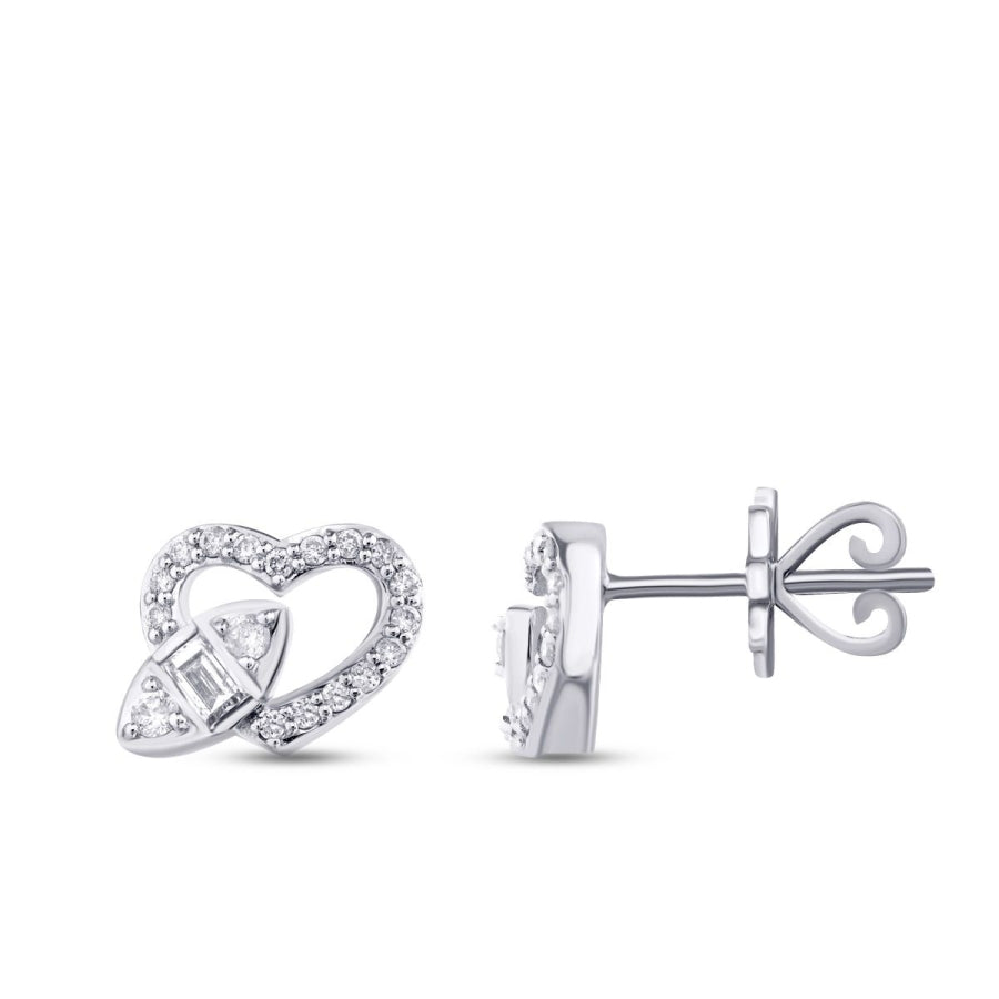 0.37 ct. Diamant Baguette Herz Ohrringe
