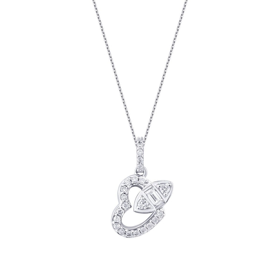 0,22 ct. Diamant Baguette Herz Halskette