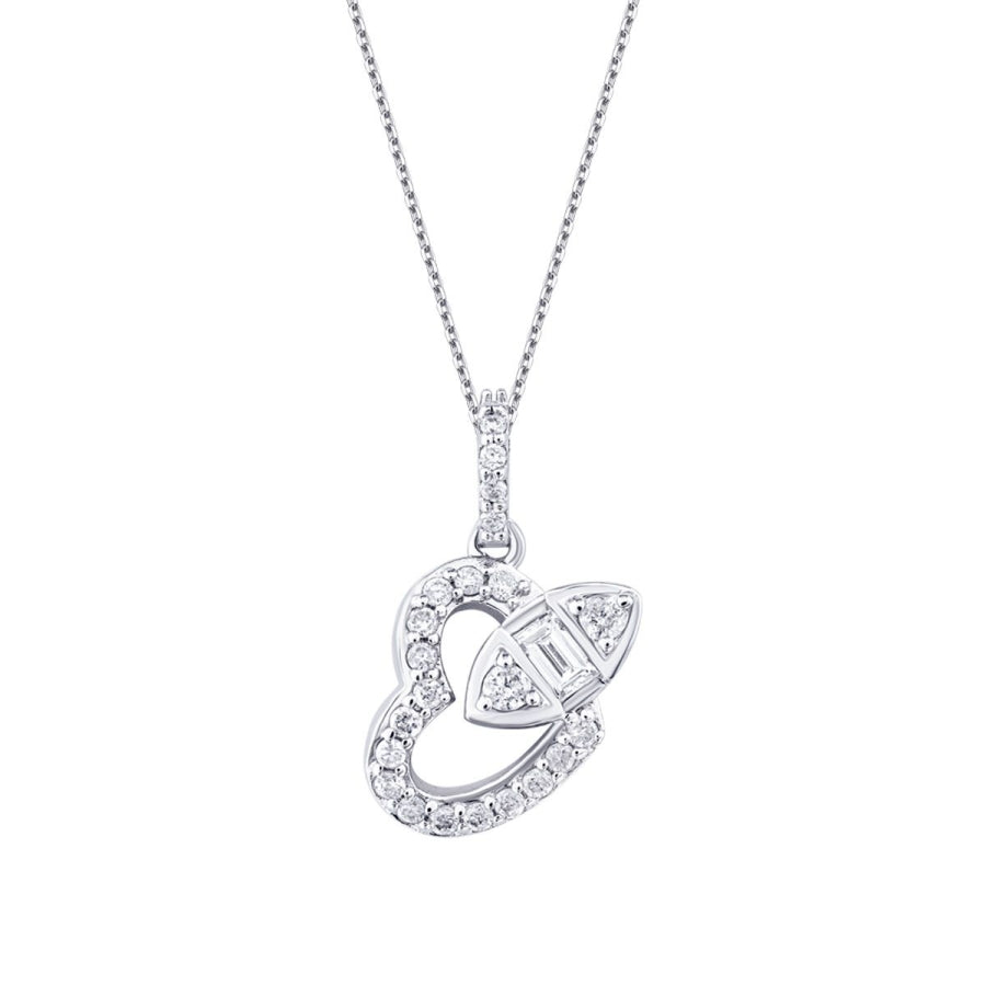 0,22 ct. Diamant Baguette Herz Halskette
