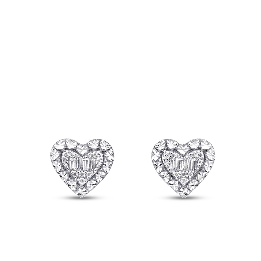 0.20 ct. Diamant Baguette Herz Ohrringe