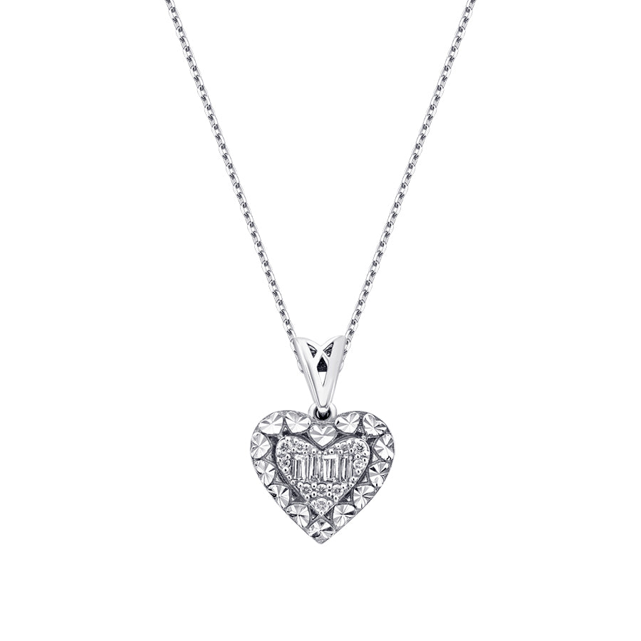 0,10 ct. Diamant Baguette Herz Halskette