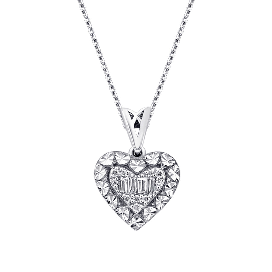 0,10 ct. Diamant Baguette Herz Halskette