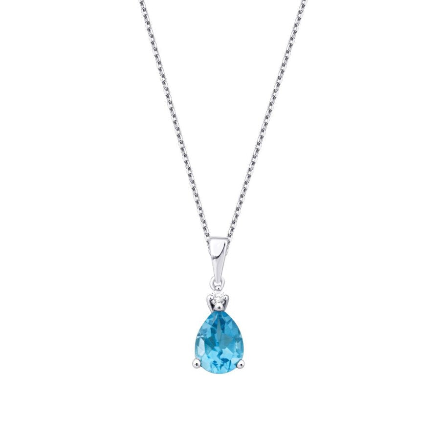 0,82 ct. Diamant Blauer Topas Halskette