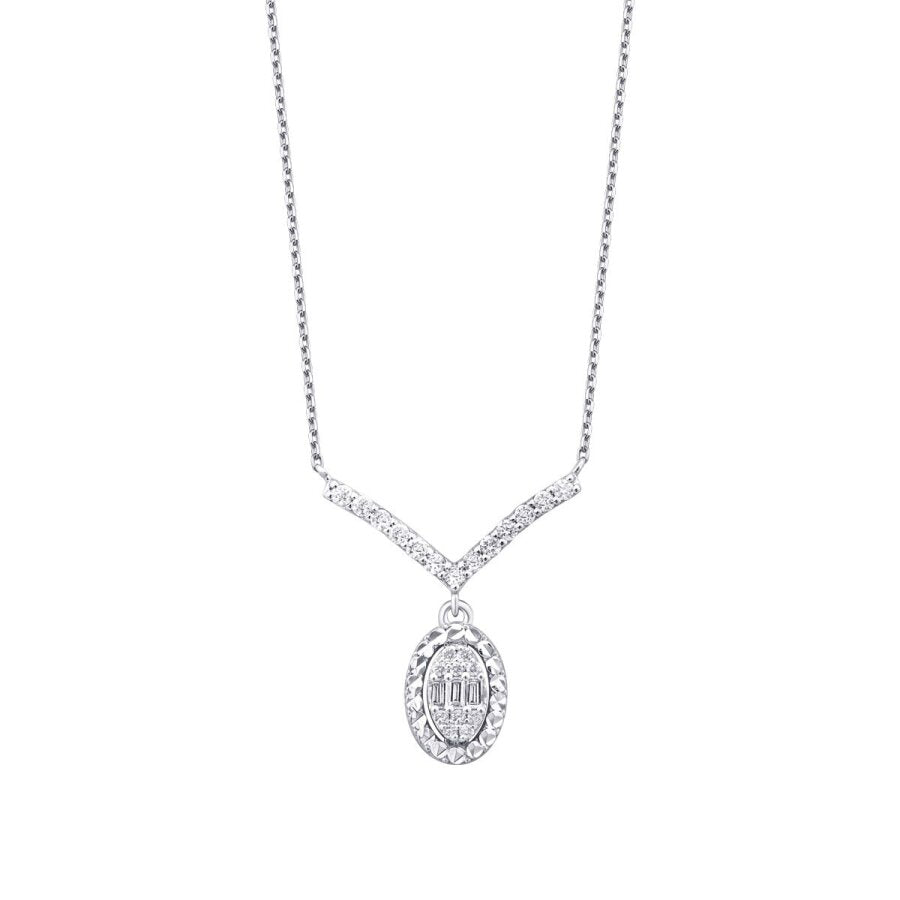 0.22 ct. Diamant Ovale Baguette Halskette