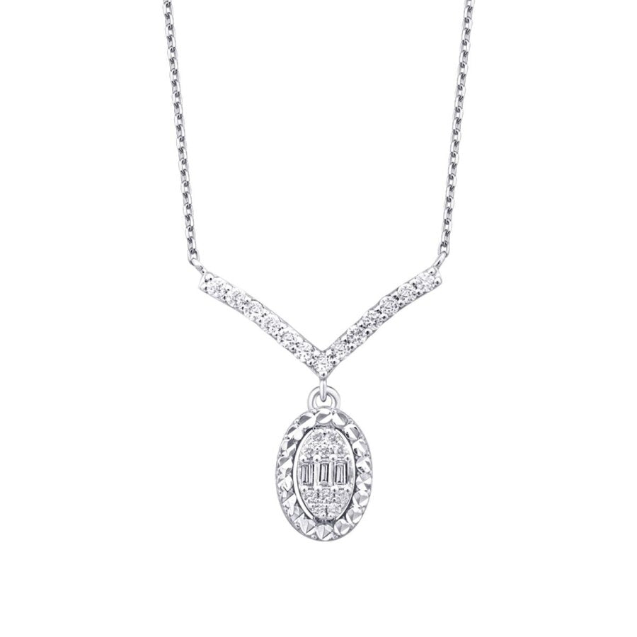 0.22 ct. Diamant Ovale Baguette Halskette