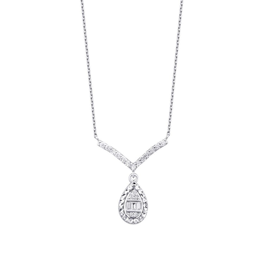 0,20 ct. Diamant Tropfen Baguette Halskette