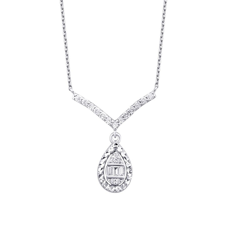 0.20 ct. Diamant Tropfen Baguette Halskette