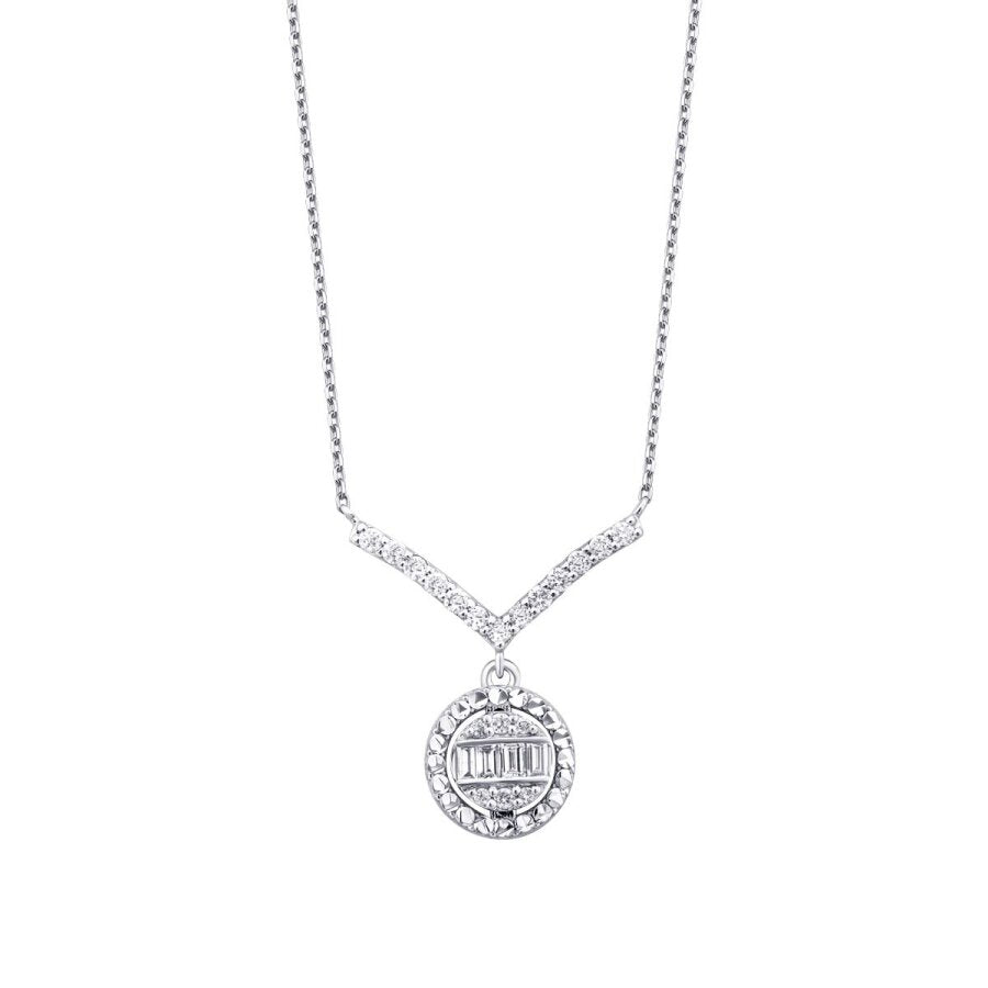 0,26 ct. Diamant Brillant Baguette Halskette