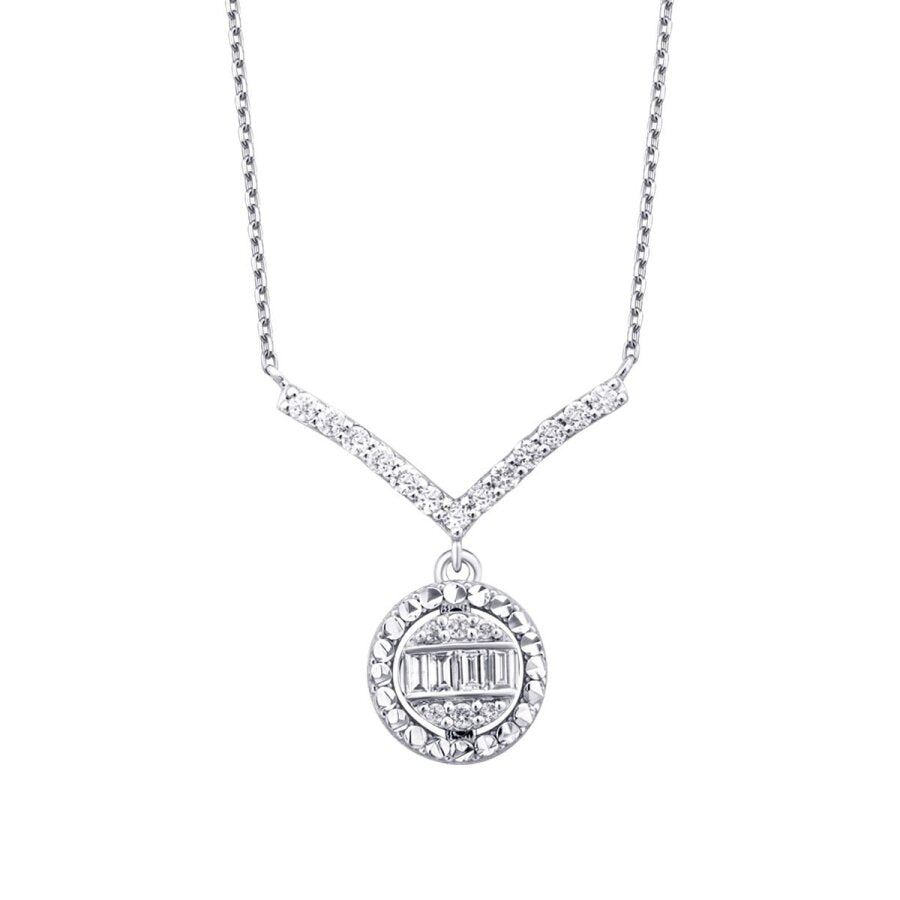 0.26 ct. Diamant Rund Baguette Halskette