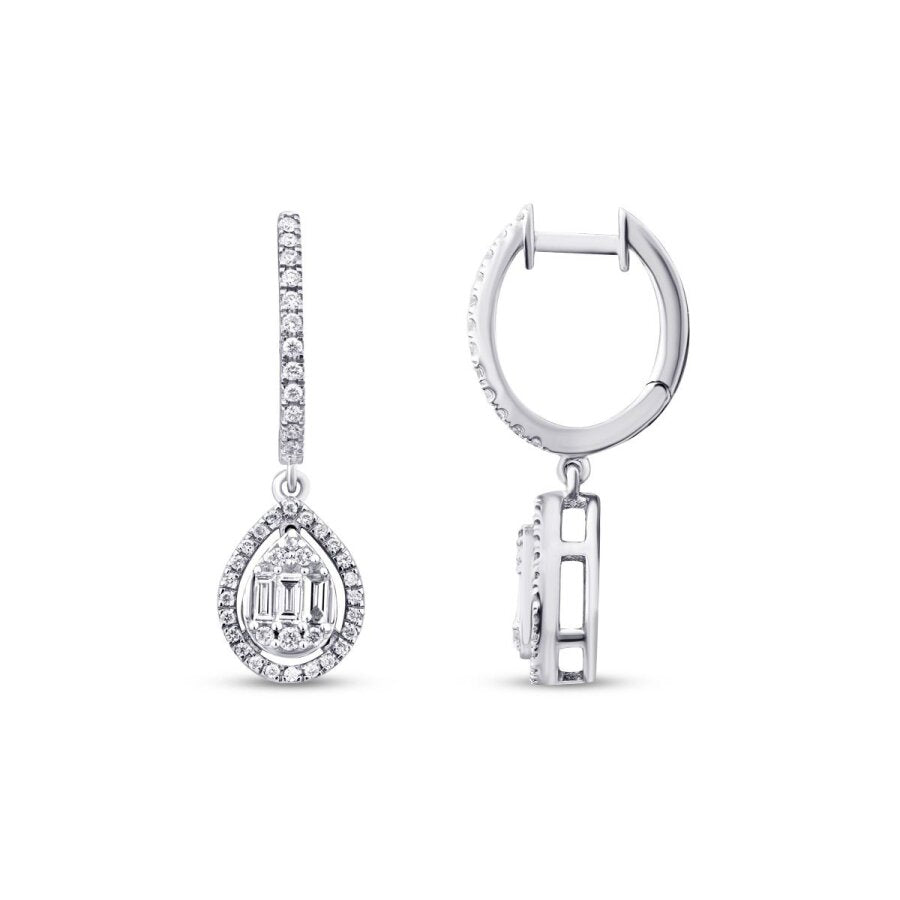 0,43 ct. Diamant Tropfen Baguette Ohrringe
