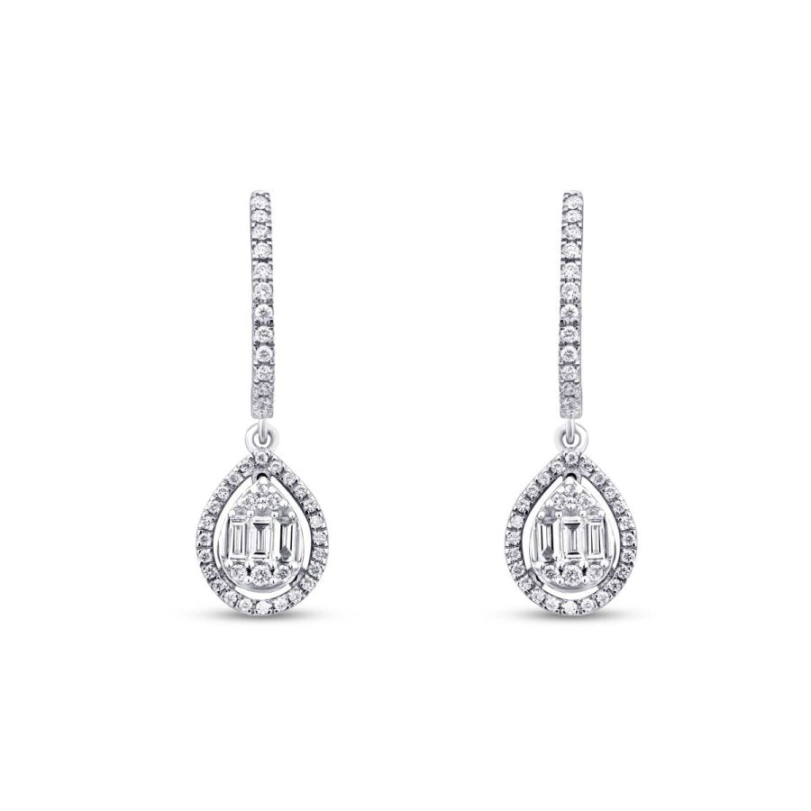 0,43 ct. Diamant Tropfen Baguette Ohrringe