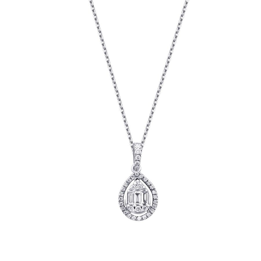 0.17 ct. Diamant Tropfen Baguette Halskette