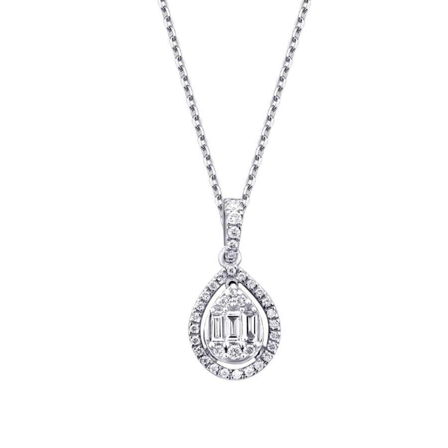0,17 ct. Diamant Tropfen Baguette Halskette