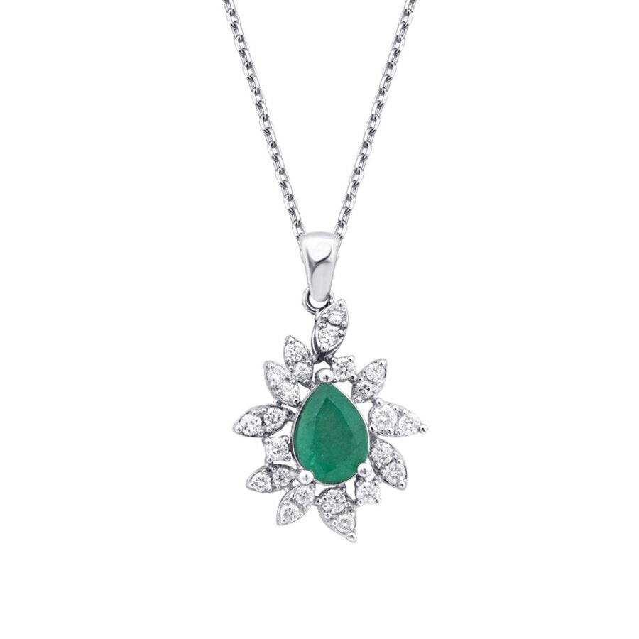 0.84 ct. Diamant Smaragd Halskette