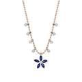0,80 ct. Diamant Saphir Blumen Halskette
