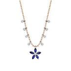 0,80 ct. Diamant Saphir Blumen Halskette