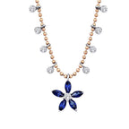 0,80 ct. Diamant Saphir Blumen Halskette