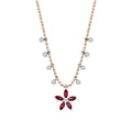 0,73 ct. Diamant Rubin Blumen Halskette