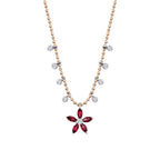0,73 ct. Diamant Rubin Blumen Halskette