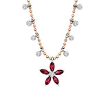 0,73 ct. Diamant Rubin Blumen Halskette